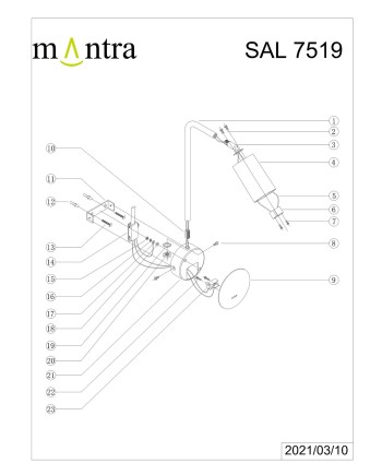 SAL NEGRO * APLIQUE LED GU10 CON INTERRUPTOR NEGRO